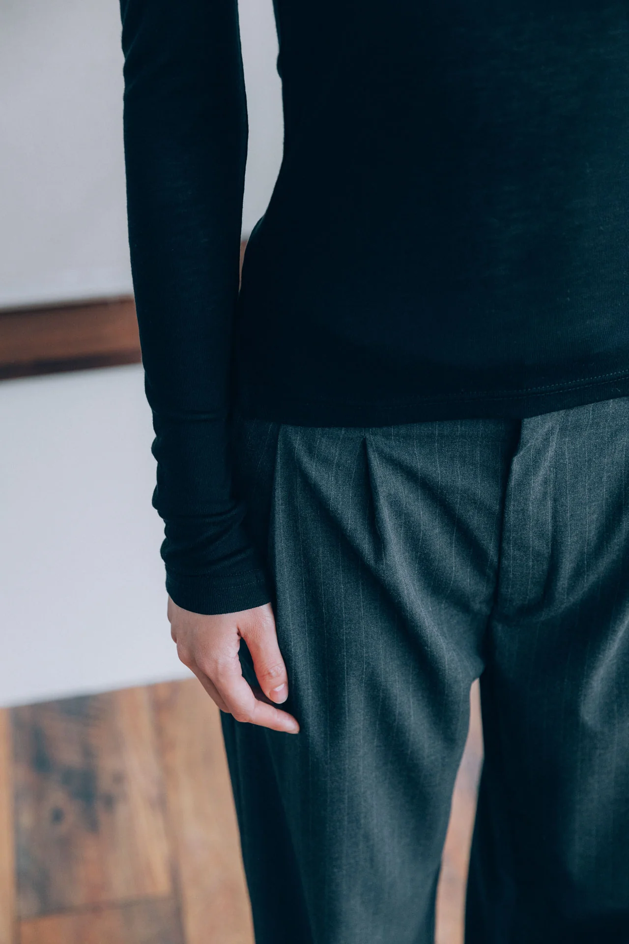 Gerard Pinstripe Trousers, Grey - Image 13